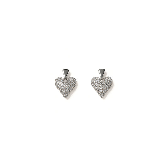 Cuore Pavé – Orecchini con Pavé di Strass in Acciaio Inox