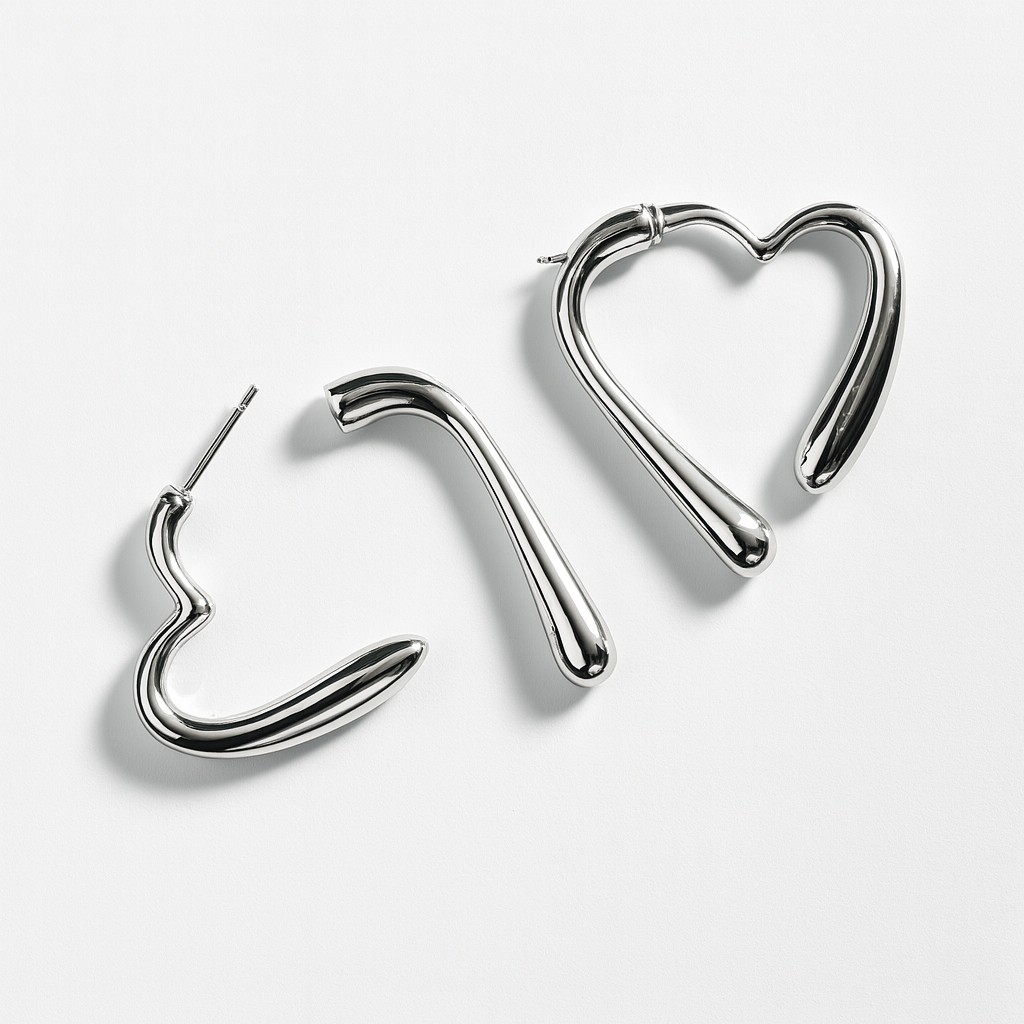 Orecchini Linea di Cuore in Acciaio Inox – Minimal Romantico