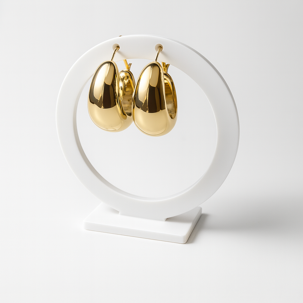 Orecchini Mezzaluna in Acciaio Inox – Cerchi Bold Eleganti