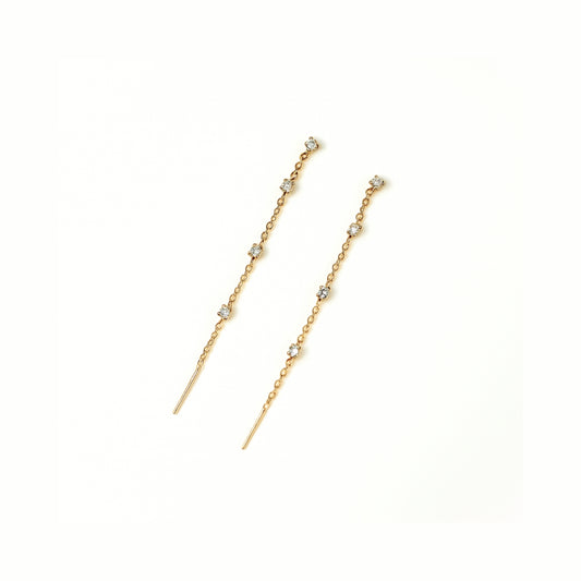 Lumi Thread – Orecchini Lunghi in Acciaio Inox con Zirconi