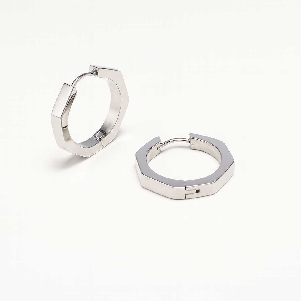 Orecchini Ottagono in Acciaio Inox – Geometria Chic