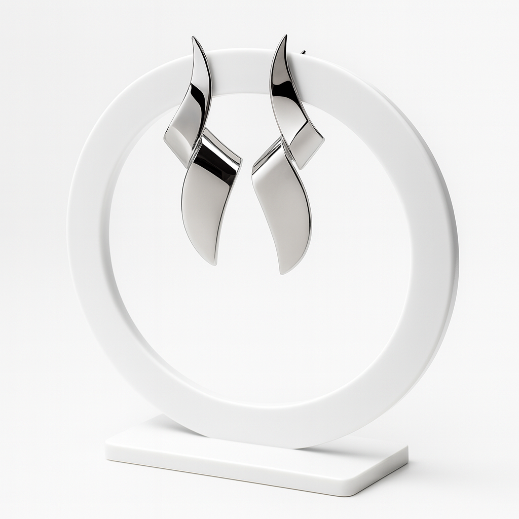 Lamina Bold · Orecchini pendenti scultorei in acciaio inox