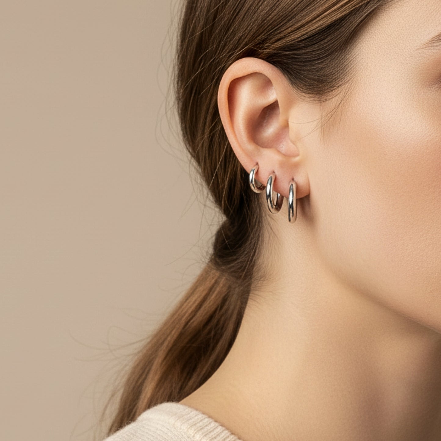 Everyday Slim Hoops Set – Acciaio Inox (3 Paia)