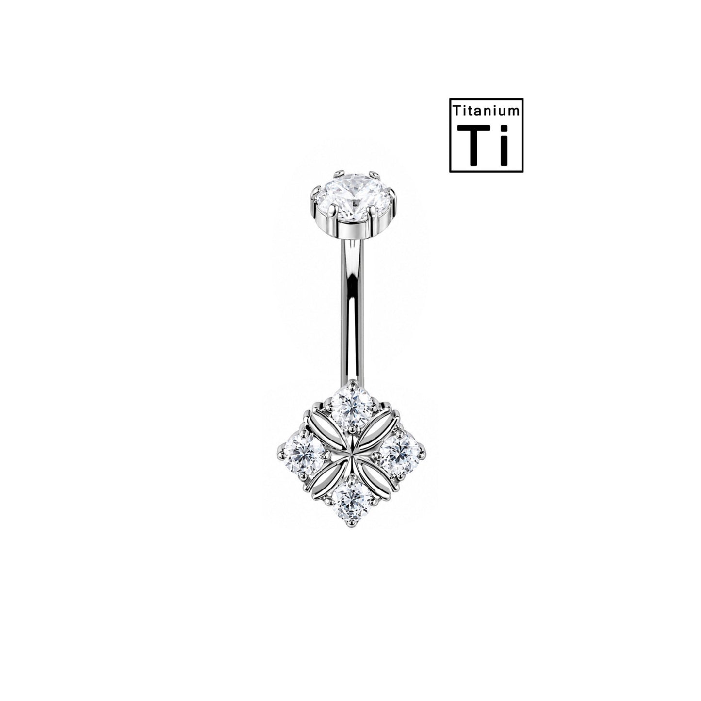 Piercing ombelico Altea in Titanio con fiore di cristalli rotondi