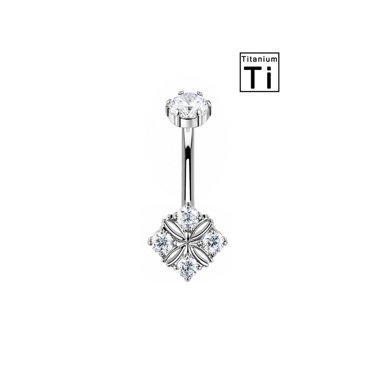 Piercing ombelico Altea in Titanio con fiore di cristalli rotondi