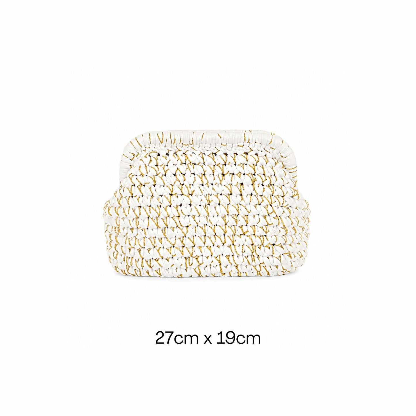 Meringa Bag | Borsa crochet bianca con filo Dorato e Catena