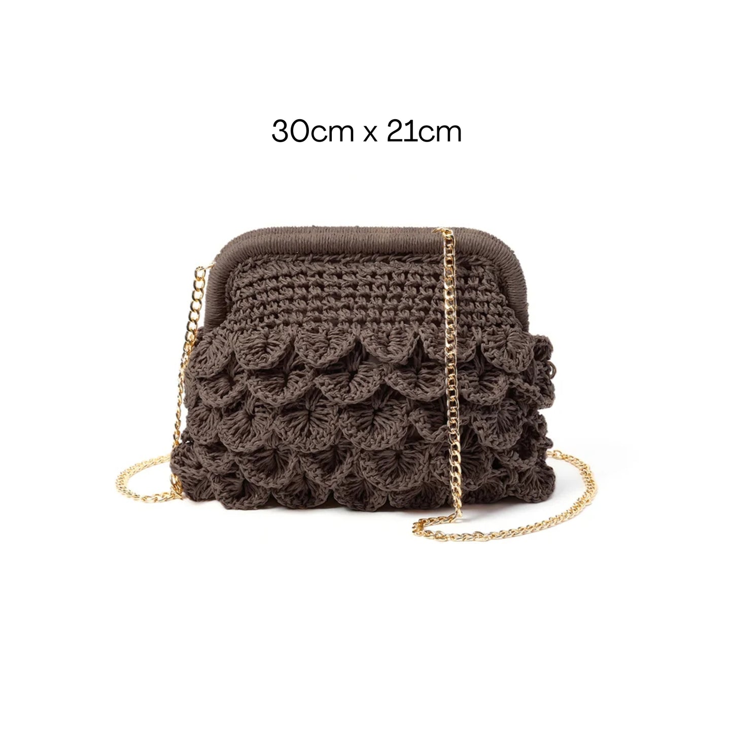 Nocciola Bag | Borsa crochet con texture a petali e catena dorata