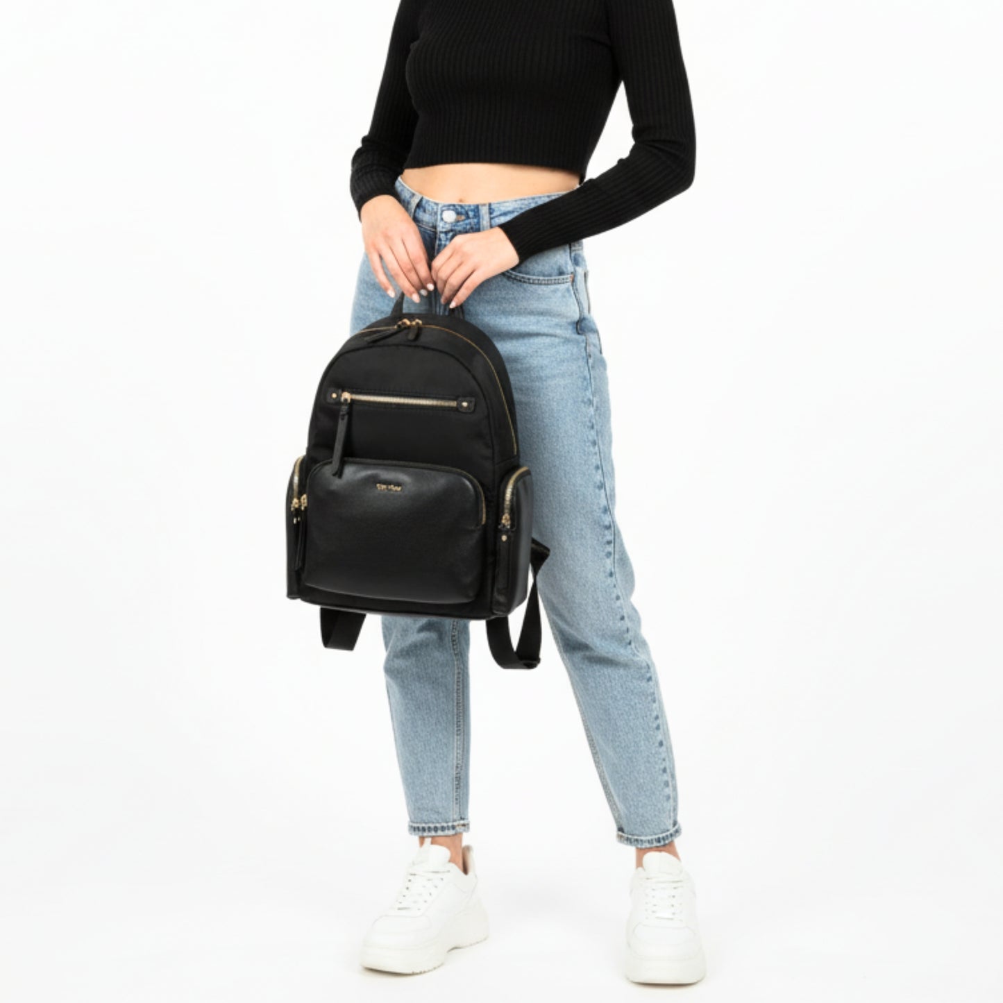 Olié – Zaino nero con dettagli in pu | Mimi mua Firenze