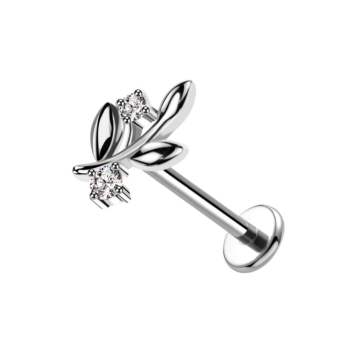 Olive Leaf |  Piercing Cartilagine Acciaio Chirurgico con Cristalli
