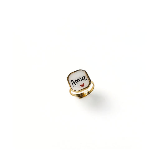 anello frase amore stile handwritten acciaio inox