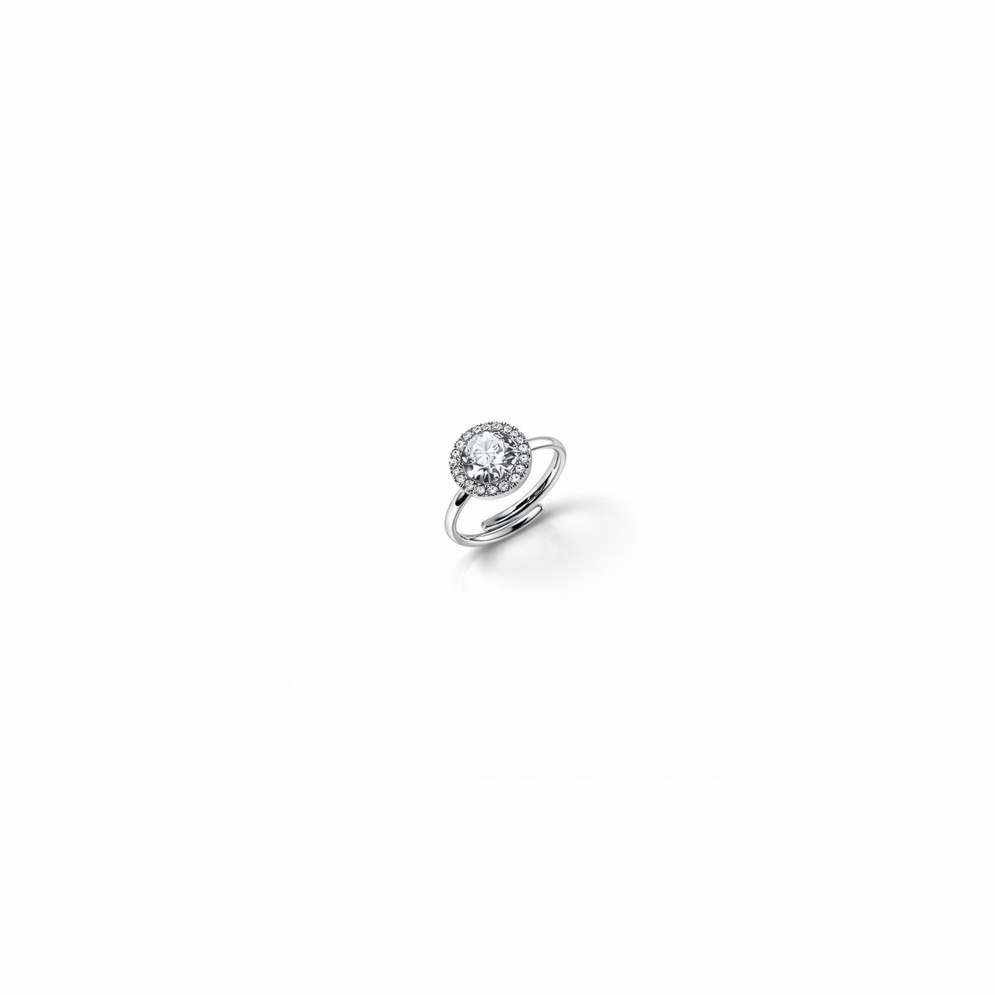 Anello Swarélle Luxe – Halo di Zirconia in Acciaio Inox Regolabile