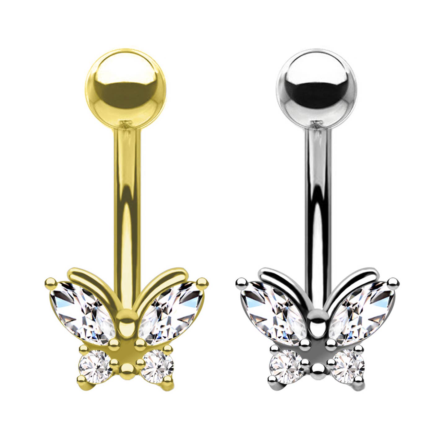 Mariposa Glow  | Piercing Ombelico in Acciaio inossidabile 316L con Cristalli
