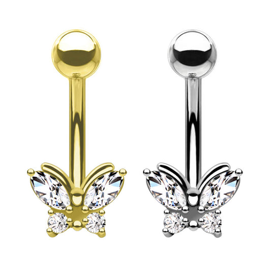 Mariposa Glow  | Piercing Ombelico in Acciaio inossidabile 316L con Cristalli