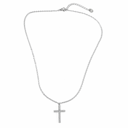 collana croce alba acciaio inox zirconi donna