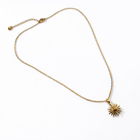 Collana Golden Ray con Pendente Sole in Acciaio Inox | 45+5 cm