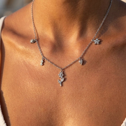 collana primavera acciaio inox charms floreali donna