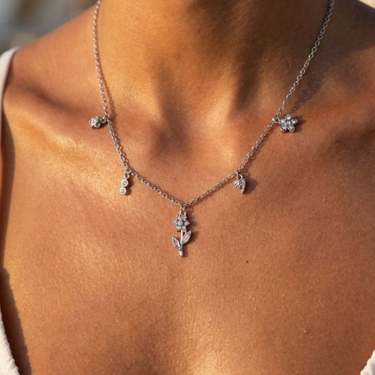 collana primavera acciaio inox charms floreali donna