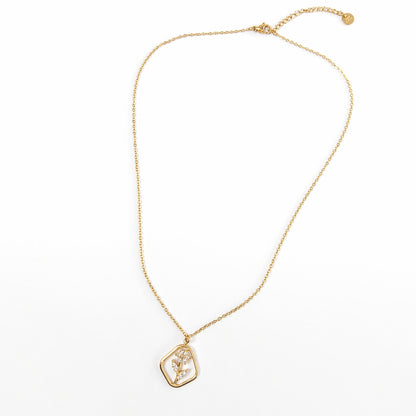 collana sottile con pendente geometrico floreale
