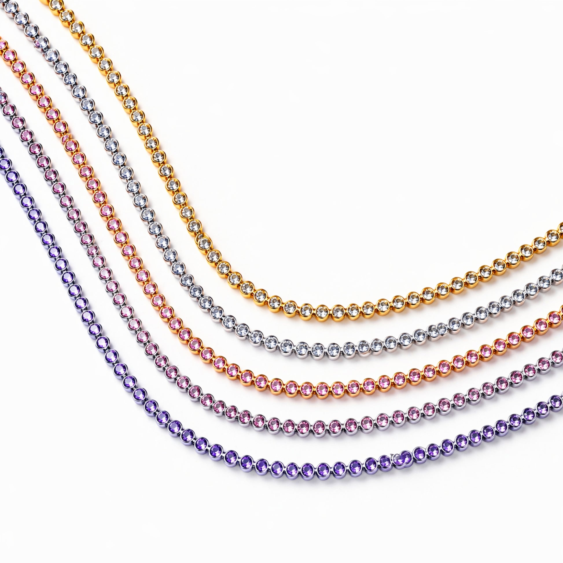 collana swarea tennis acciaio inox zirconi colorati