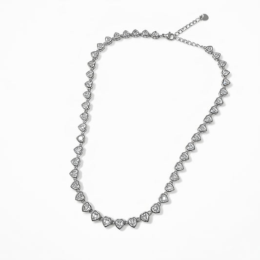 Baby Cuori in Acciaio Inox con Zirconi – Collana Cuoricini Brillanti