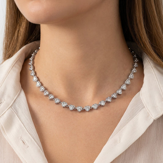 Baby Cuori in Acciaio Inox con Zirconi – Collana Cuoricini Brillanti