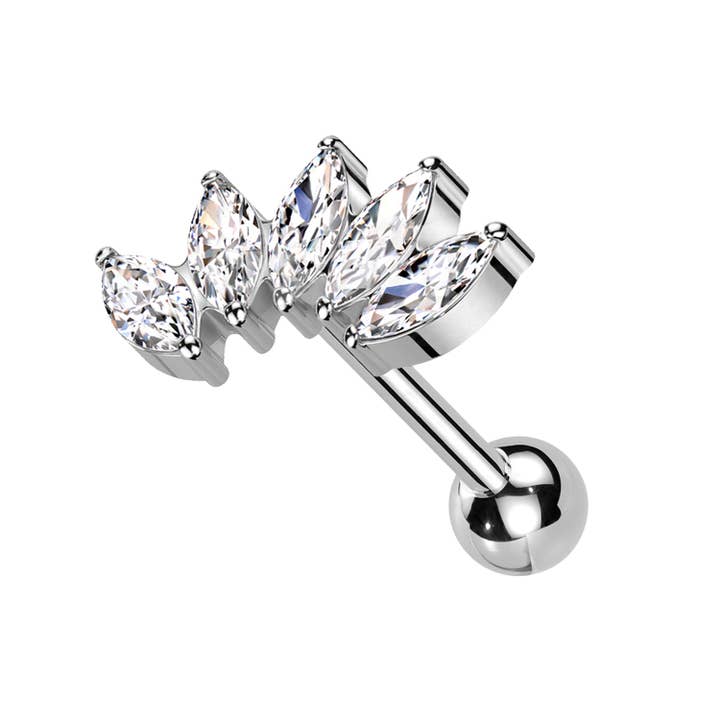 Astra Crown | Piercing in Acciaio Inox con Cristalli Marquise