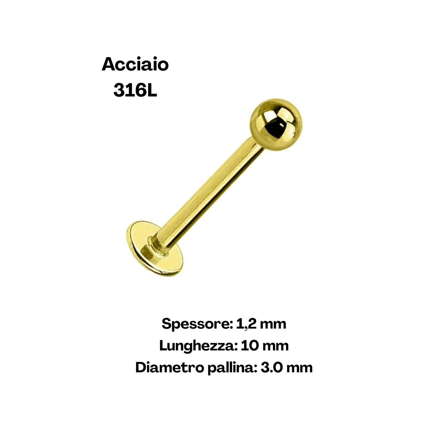 Punto Fisso – Labret basic in acciaio 316L con sfera liscia