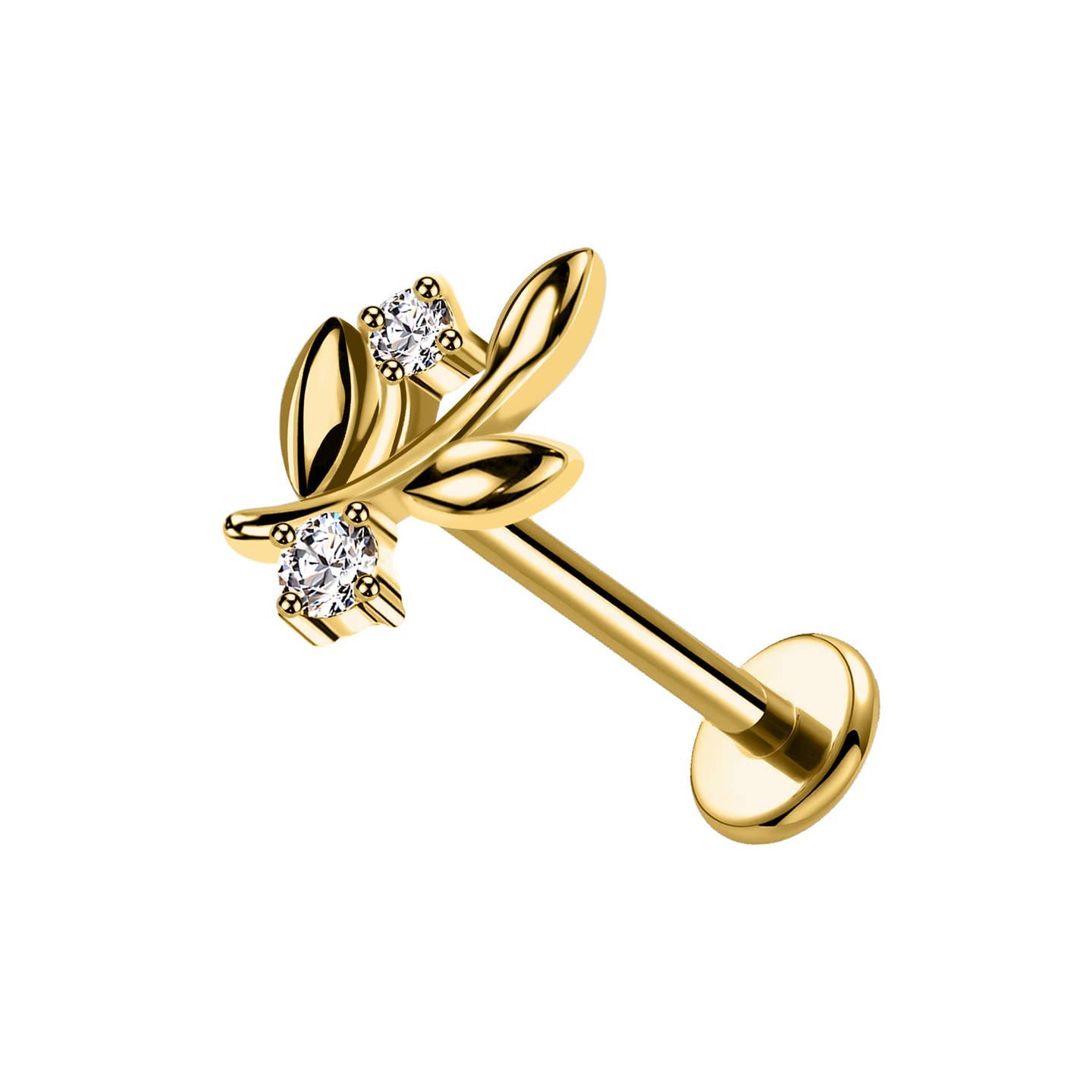 Olive Leaf |  Piercing Cartilagine Acciaio Chirurgico con Cristalli