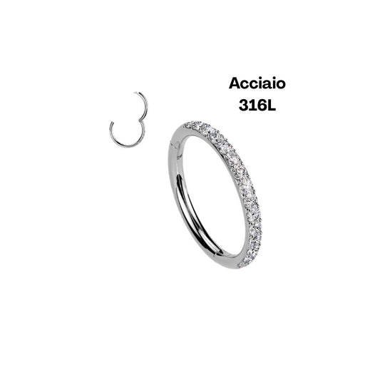 Cerchio Lumine – Piercing cerchio con zirconi in acciaio 316L | Per orecchio o naso