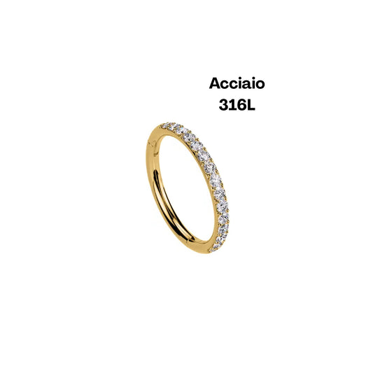 Cerchio Lumine – Piercing cerchio con zirconi in acciaio 316L | Per orecchio o naso