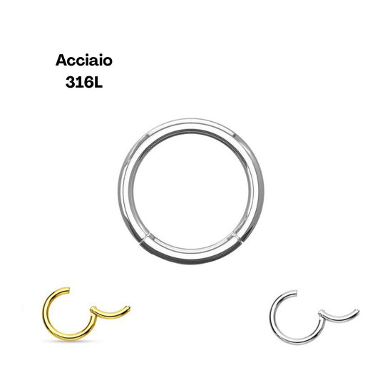 Cerchio Puro – Piercing cerchio clicker in acciaio 316L | Orecchio o naso