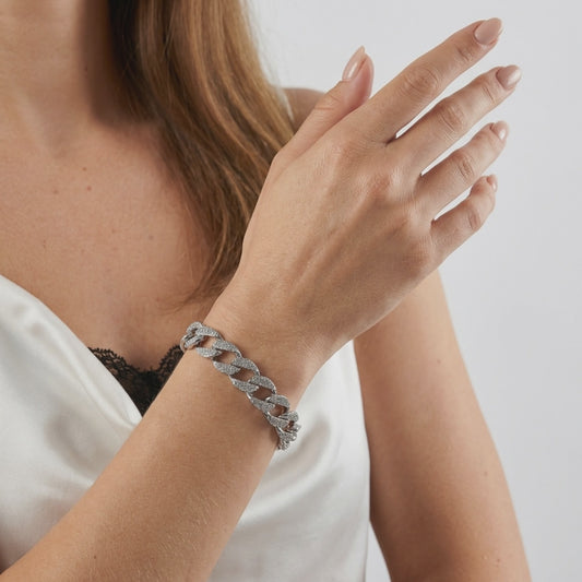 Bracciale Iconic Pavé Chain in Acciaio Inox