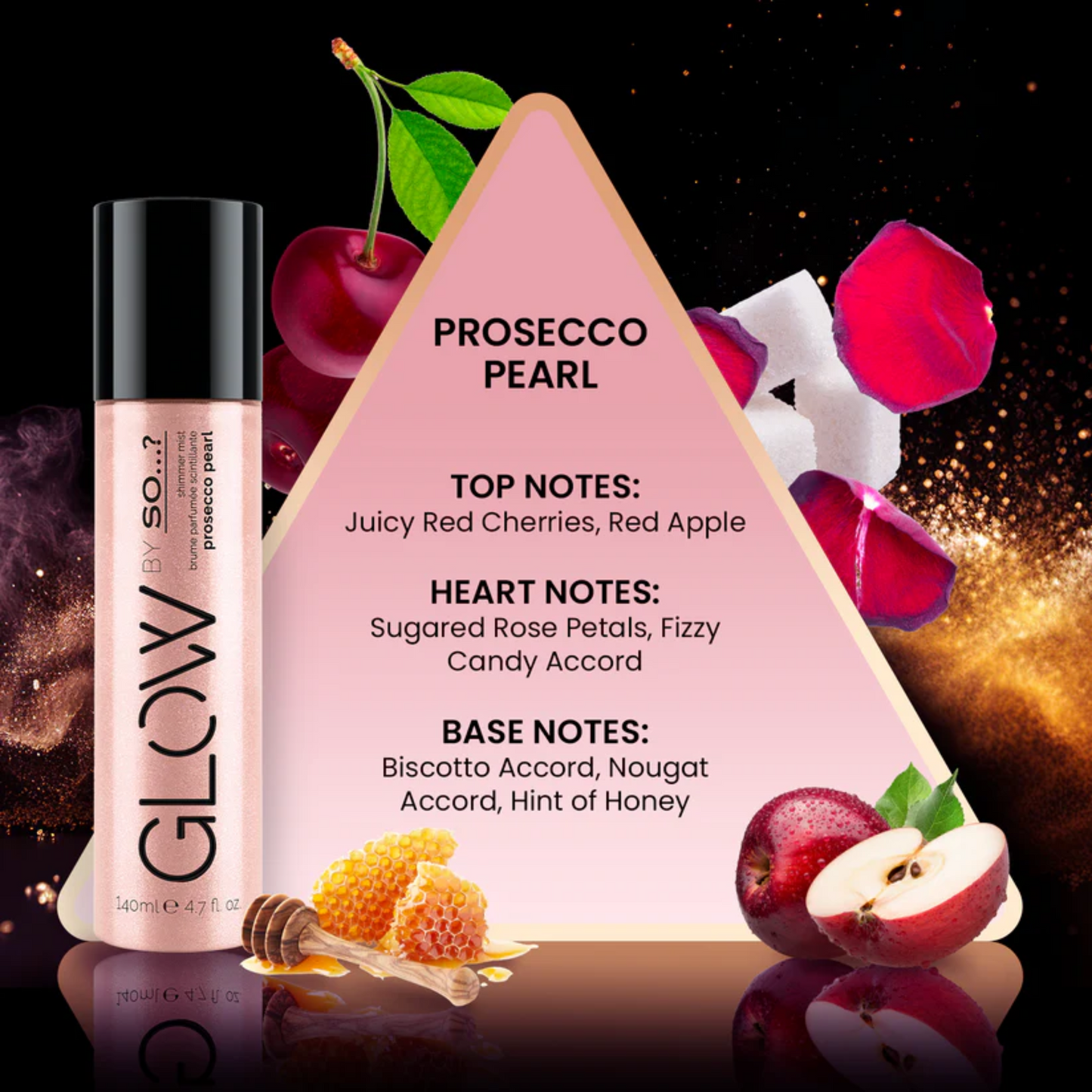 SO... ? Prosecco Pearl Shimmer Mist – Spray Gliter Corpo, Frizzante & Scintillanti (140ml)
