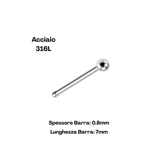 Punto Puro – Piercing naso stud in acciaio 316L con sfera liscia